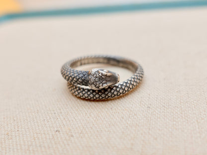 Sterling Silver Snake Ring for Men Women, Snake Thumb Ring, Adjustable Ring, Solid Silver Chunky Mens Thumb Ring, Unique Serpent Ring - TibiCollection