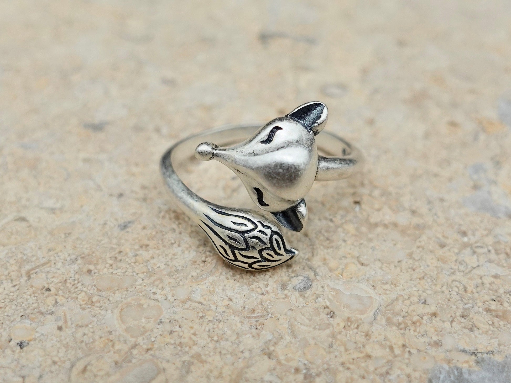 Sterling Silver Fox Ring, Fox Silver Jewelry, Animal Ring, Fox Lover Ring, Statement Ring, Jewelry Gift for Him Her - TibiCollection