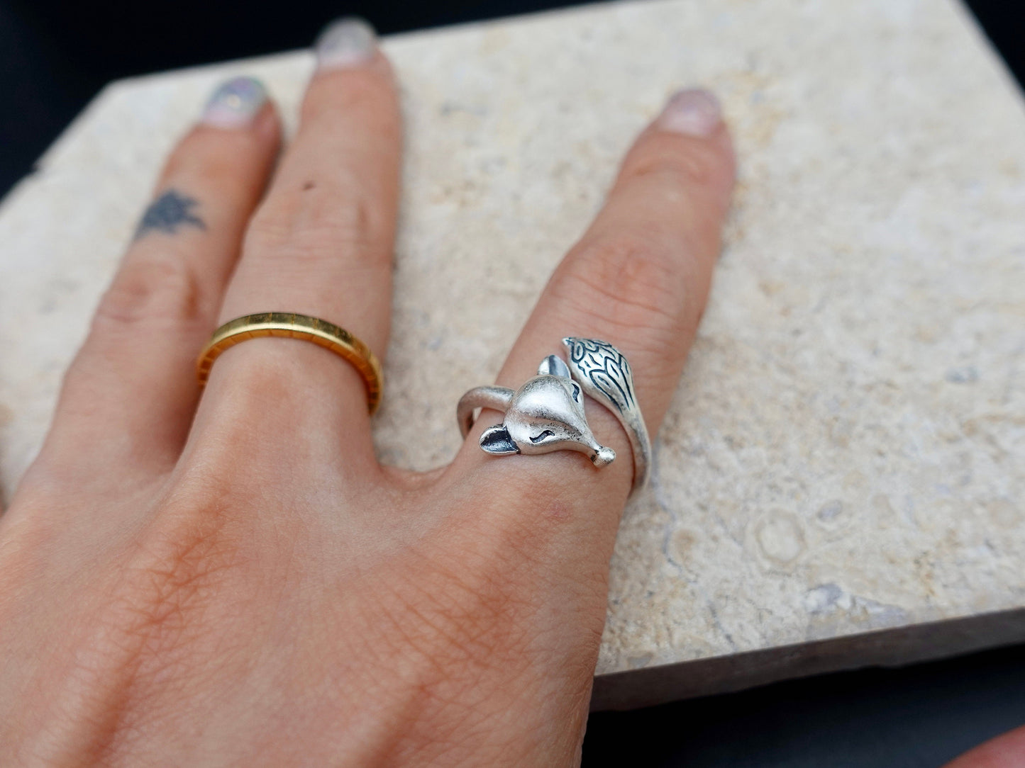 Sterling Silver Fox Ring, Fox Silver Jewelry, Animal Ring, Fox Lover Ring, Statement Ring, Jewelry Gift for Him Her - TibiCollection