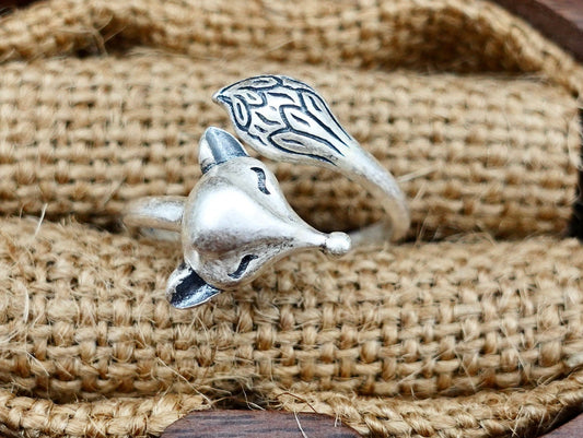 Sterling Silver Fox Ring, Fox Silver Jewelry, Animal Ring, Fox Lover Ring, Statement Ring, Jewelry Gift for Him Her - TibiCollection