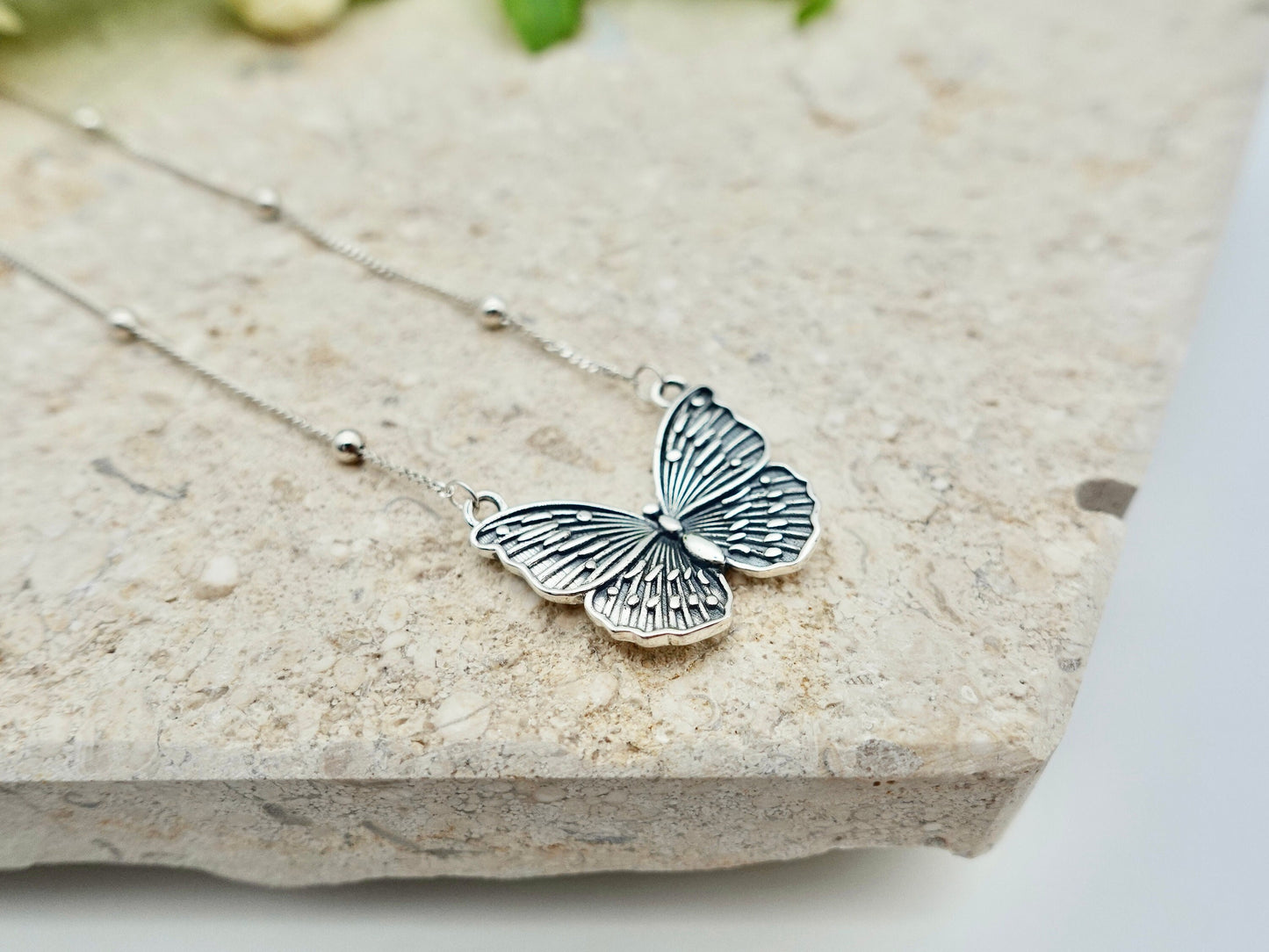 Sterling Silver Butterfly Necklace, Antique Boho Necklace, Butterfly Pendant, Butterfly Gift for Her, Butterfly Jewelry Gifts - TibiCollection