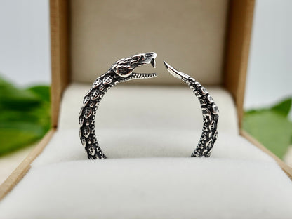 Sterling Silver Ouroboros Ring, Snake Ring, Serpent Ring, Snake Eating Its Own Tail, Egyptian Ring Unisex - TibiCollection