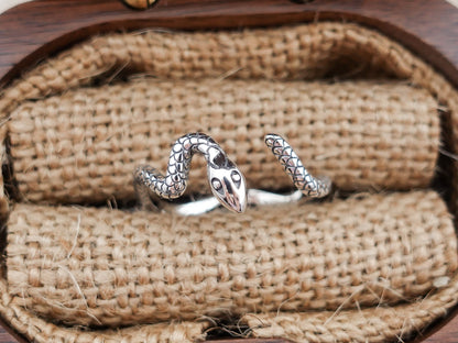 Sterling Silver Snake Ring, Serpent Ring, Snake Pinky Ring, Unisex Ring, Adjustable Ring - TibiCollection