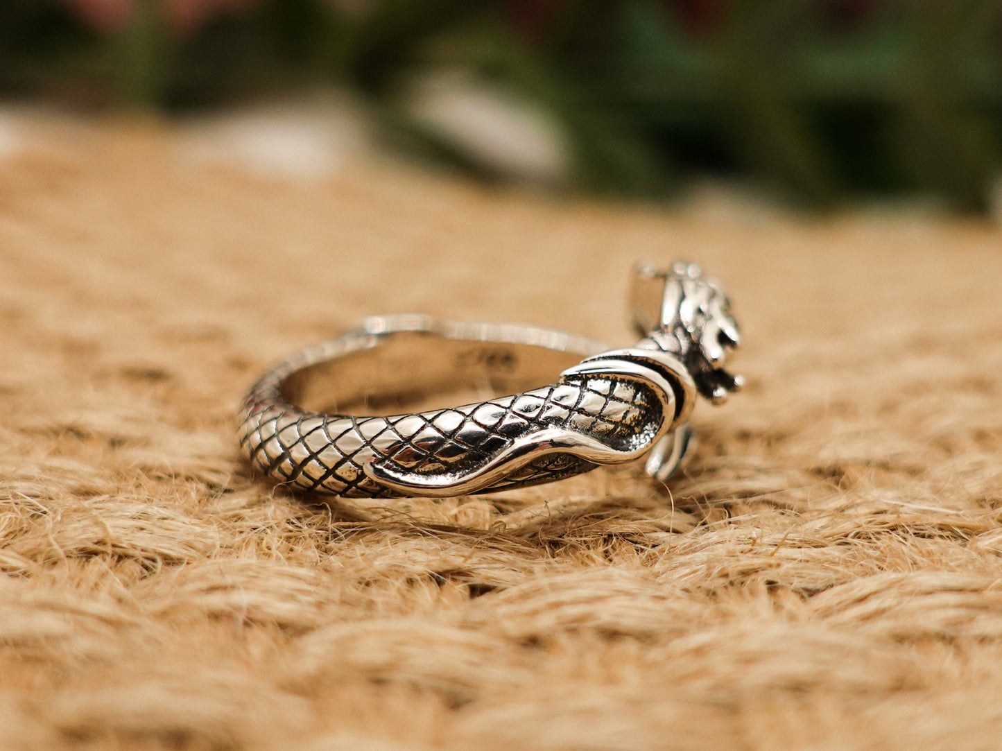 Sterling Silver Dragon Ring, Men Women Dragon Ring, Adjust Ring, Thumb Ring, Fantasy Ring for Him Her - TibiCollection