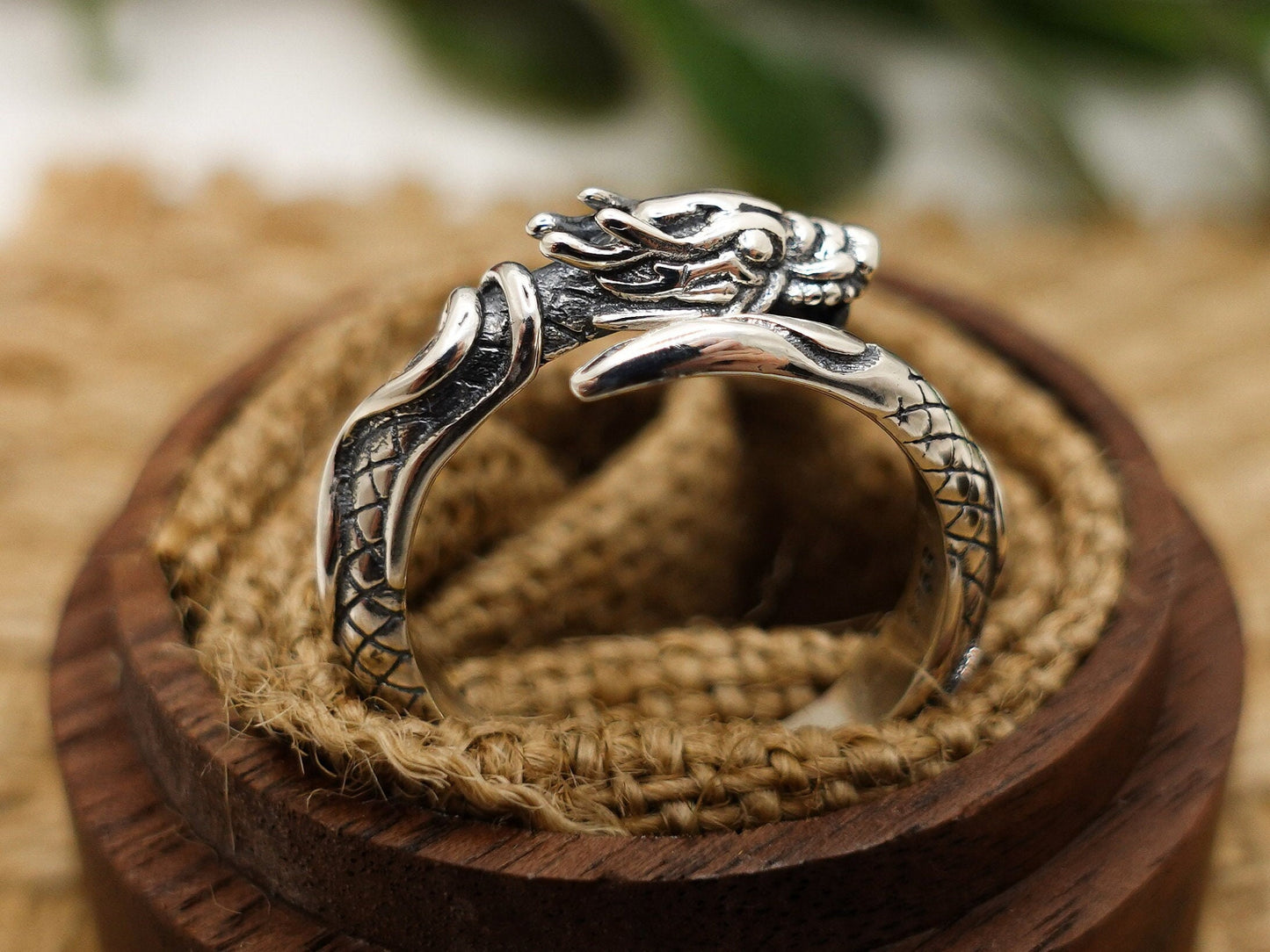 Sterling Silver Dragon Ring, Men Women Dragon Ring, Adjust Ring, Thumb Ring, Fantasy Ring for Him Her - TibiCollection