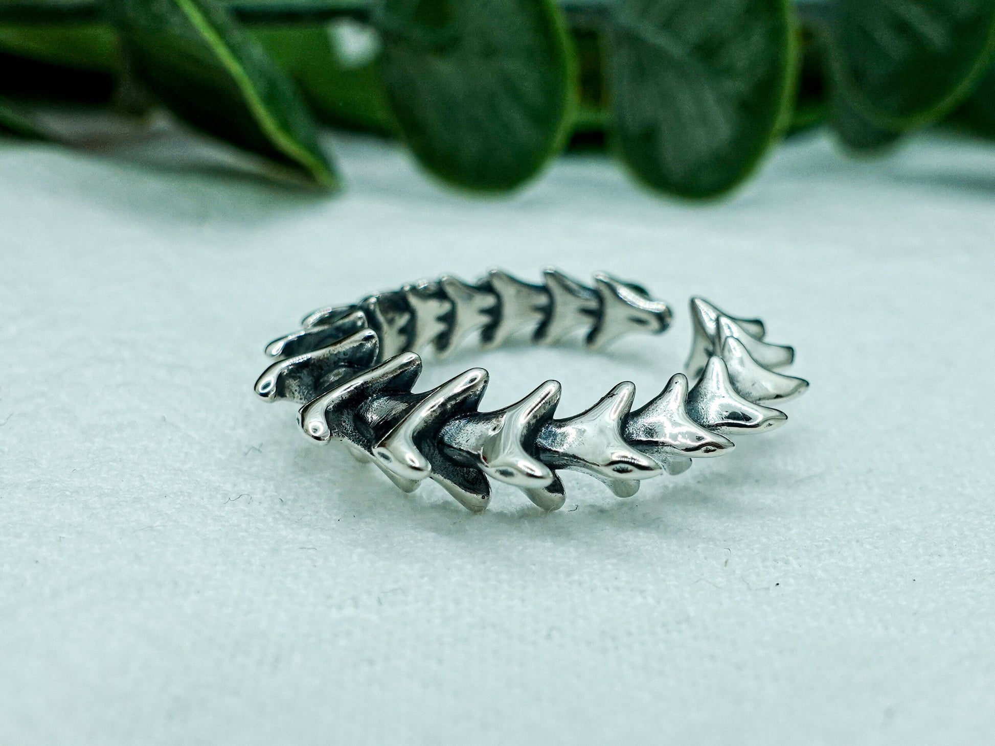 Sterling silver, Dragon scale, Adjustable ring, Fantasy jewelry, Mythical creature ring - TibiCollection