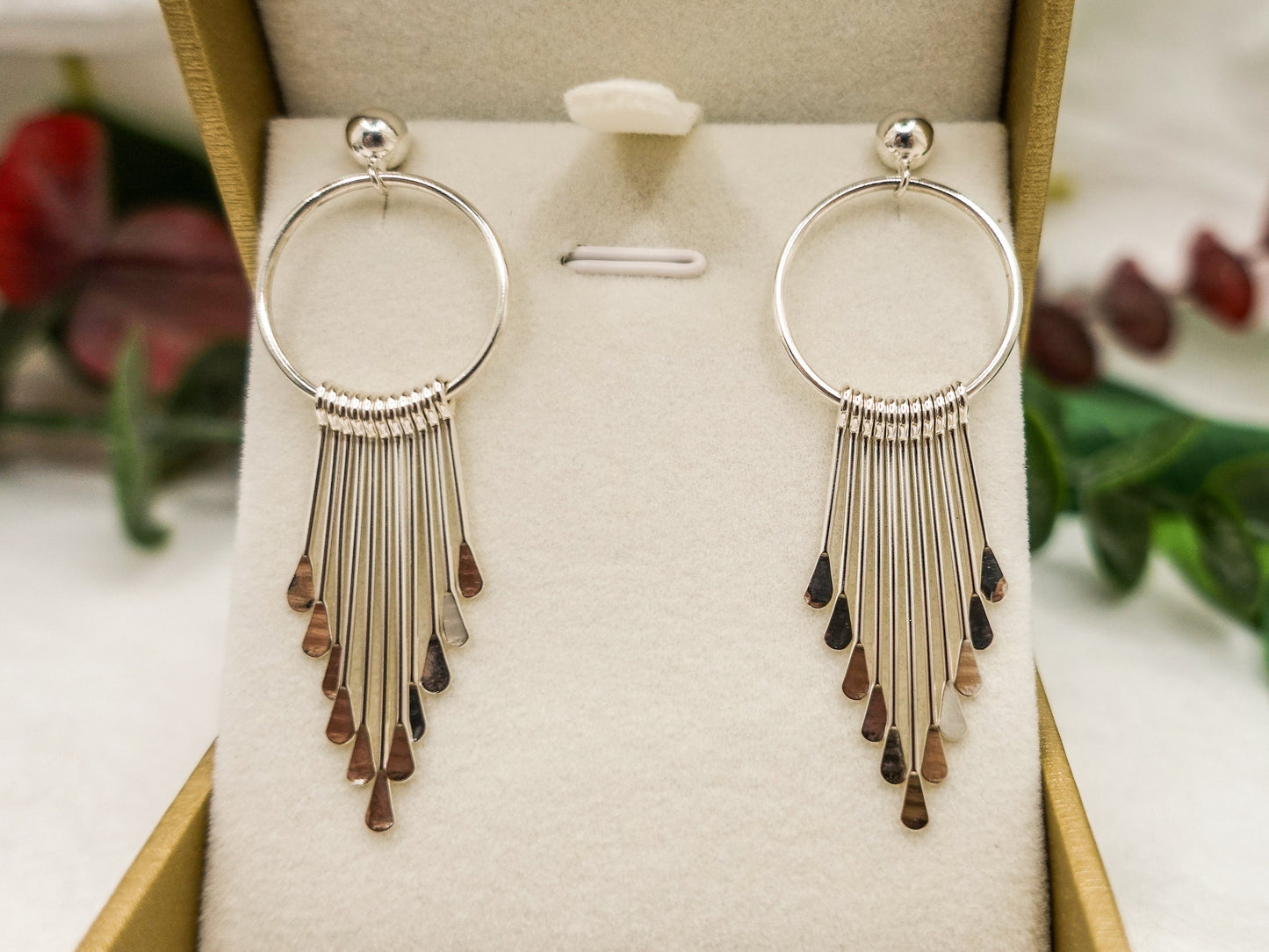 Plain Sterling Silver Long Dangle Earrings, Tassel Earrings, Fringe Earrings, Boho Silver Earrings, Holiday Gift for Her Him, NO STONE - TibiCollection