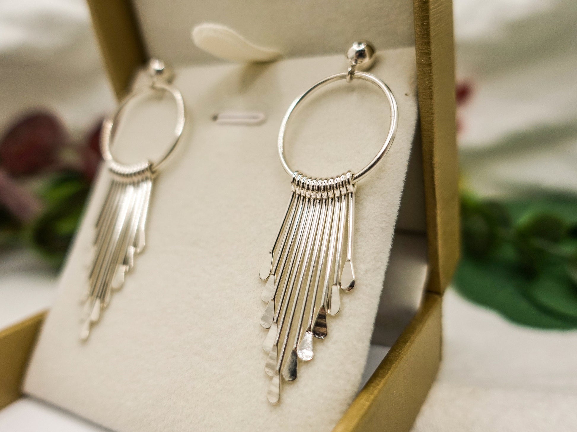 Plain Sterling Silver Long Dangle Earrings, Tassel Earrings, Fringe Earrings, Boho Silver Earrings, Holiday Gift for Her Him, NO STONE - TibiCollection