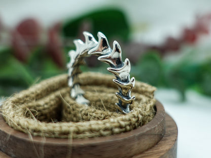 Sterling silver, Dragon scale, Adjustable ring, Fantasy jewelry, Mythical creature ring - TibiCollection