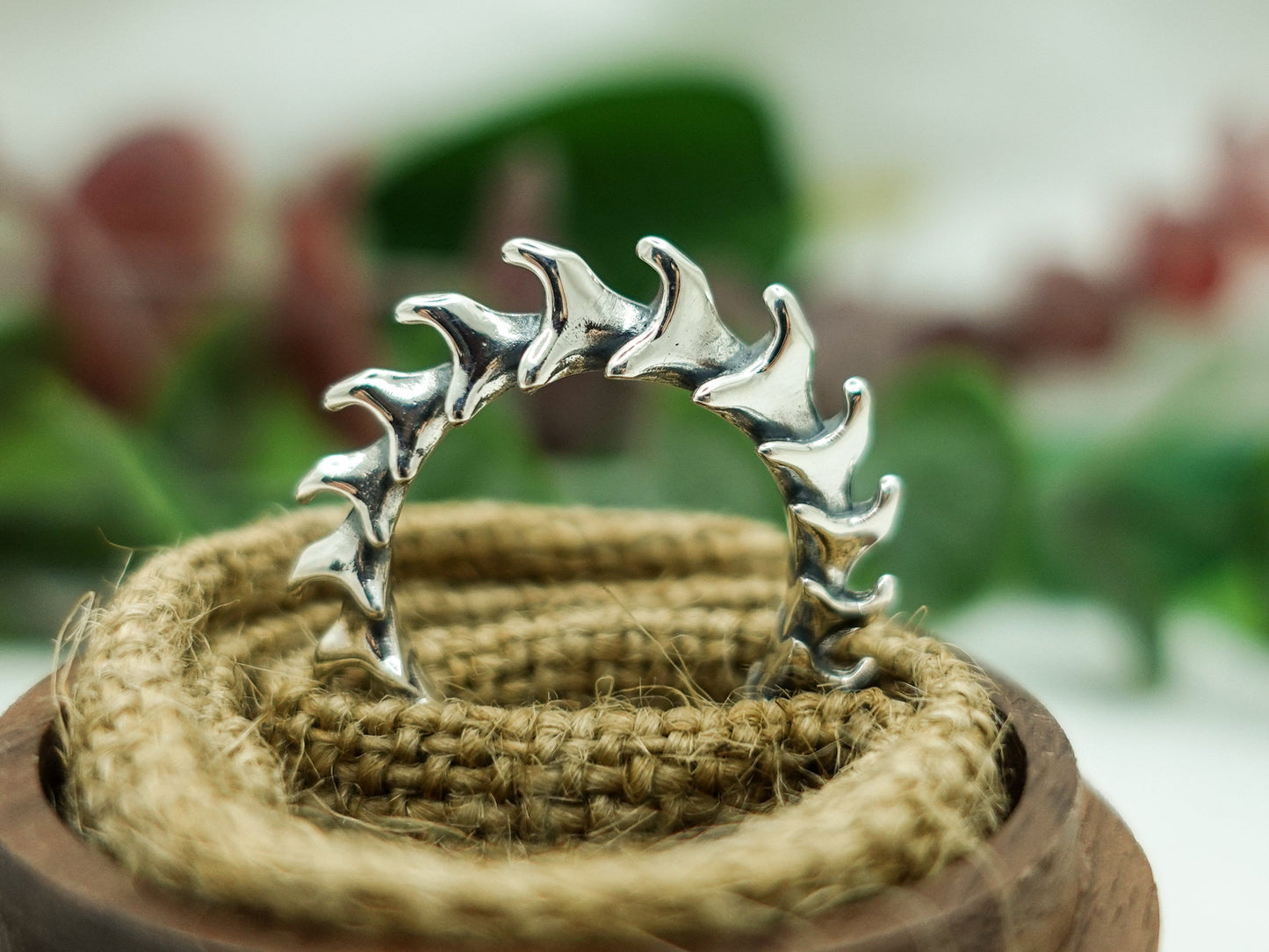 Sterling silver, Dragon scale, Adjustable ring, Fantasy jewelry, Mythical creature ring - TibiCollection