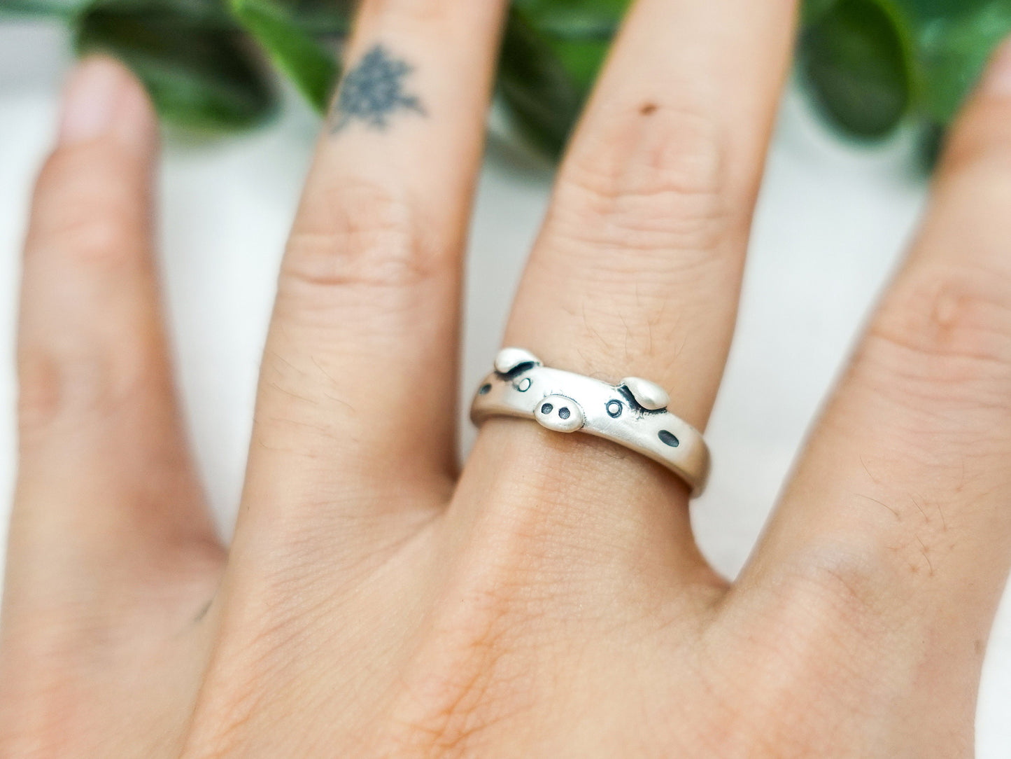 Cute Pig Ring, Sterling Silver Piglet Jewelry, Piglet Accessory, Zodiac Pig Ring, Zodiac Jewelry, Pig Sign Ring - TibiCollection