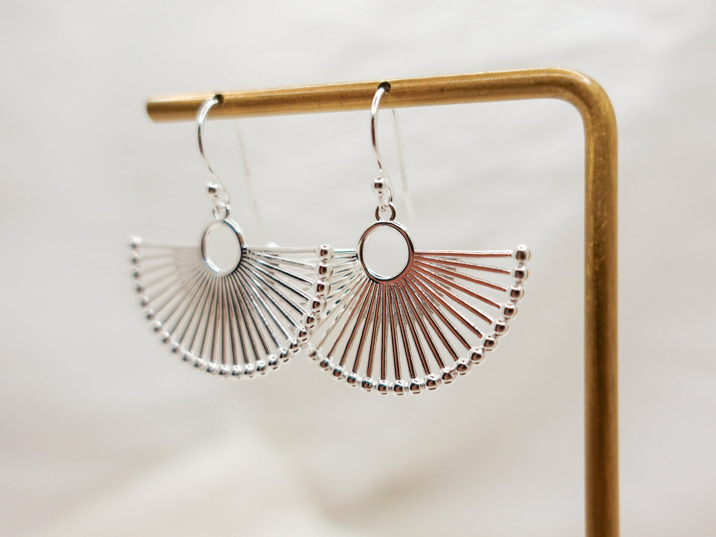 Modern Silver Fan Earrings, Sterling Silver Fan Earrings, Trendy Silver Fan Earrings,Unique Jewelry gift with Fan Motif - TibiCollection