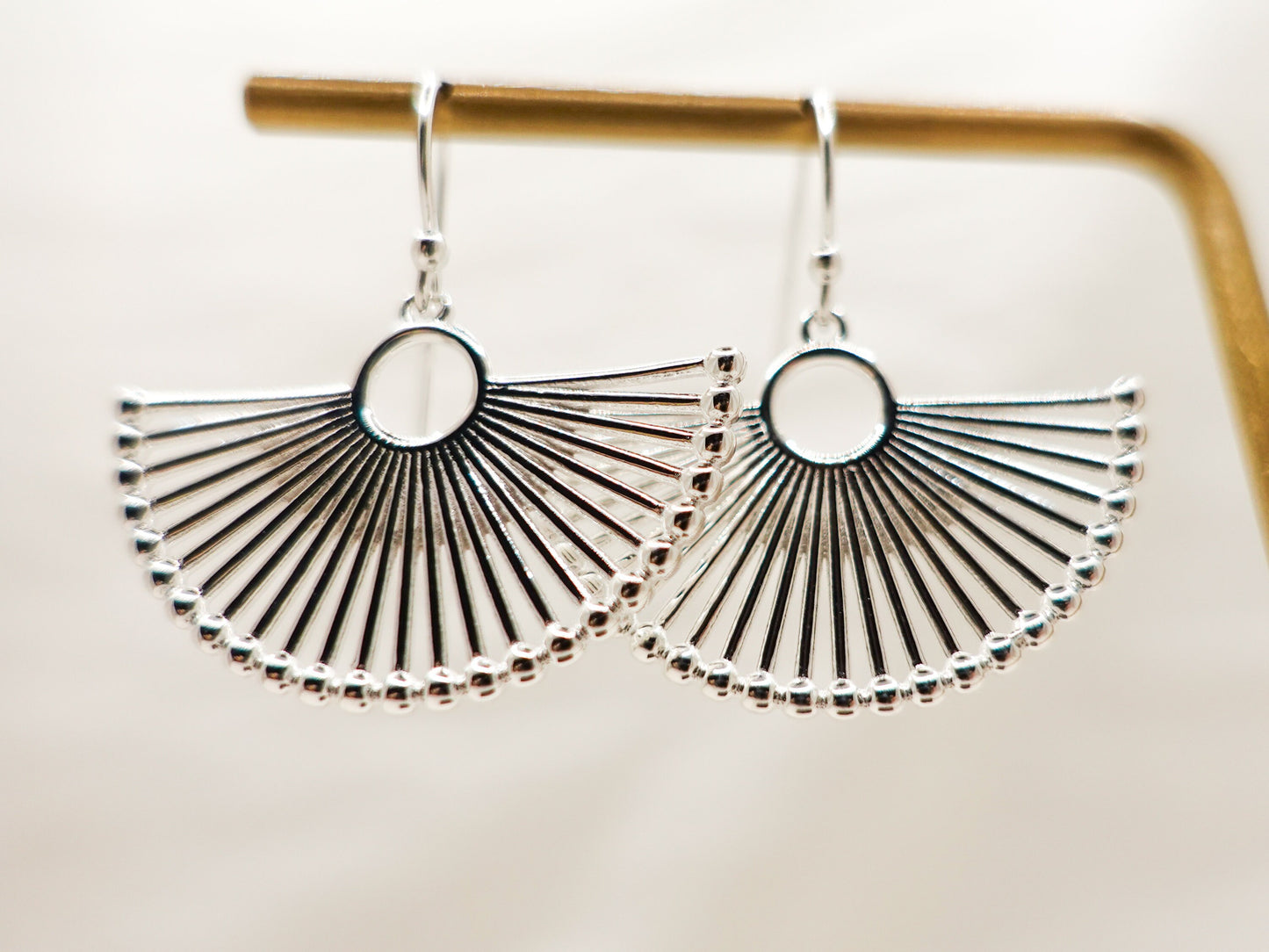 Modern Silver Fan Earrings, Sterling Silver Fan Earrings, Trendy Silver Fan Earrings,Unique Jewelry gift with Fan Motif - TibiCollection