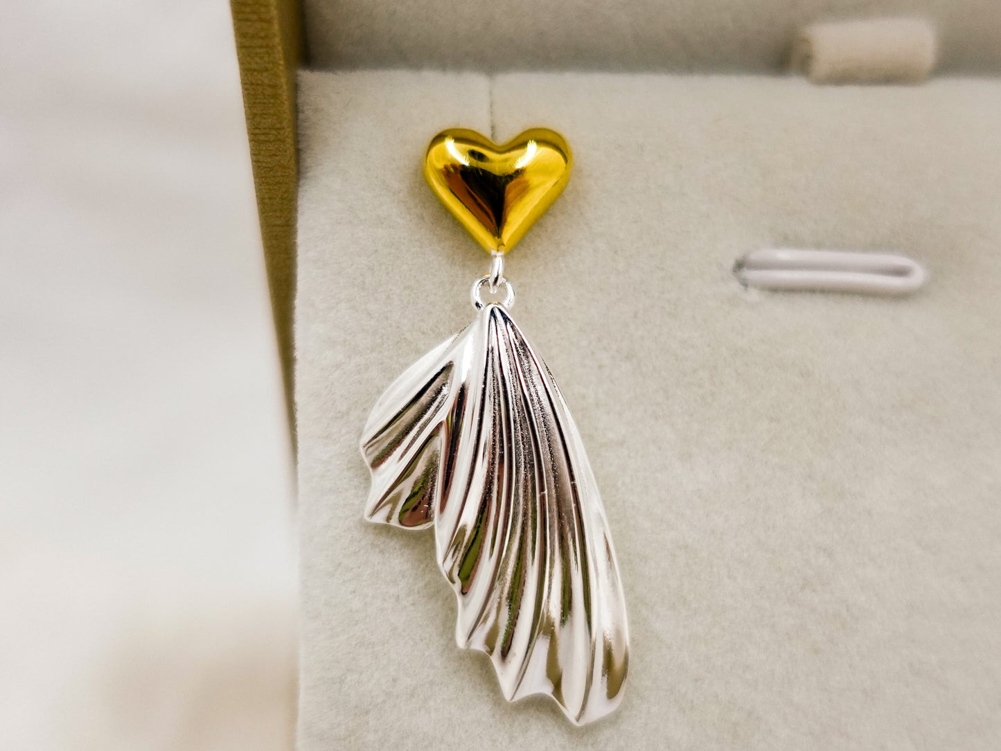 Love Jewelry gift for her, Sterling Silver Dangle Earrings, Angel Wings Earrings, Silver Heart Wing Jewelry, Guardian Angel Earrings - TibiCollection