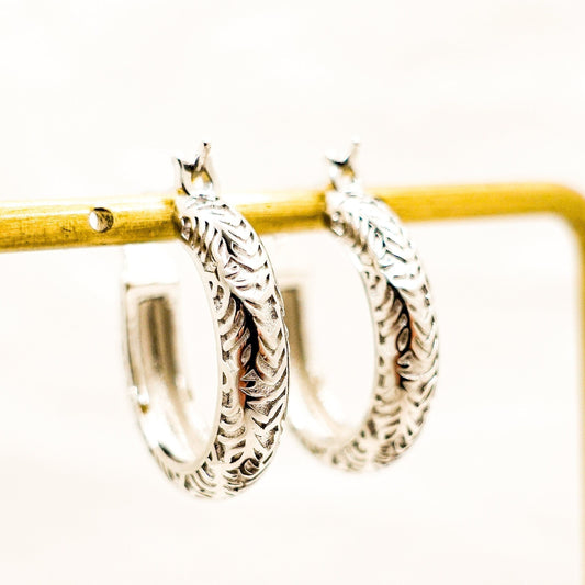 Sterling Silver Filigree Hoop Earrings, Art Deco Hoop Earrings, Unisex Valentine Gift Jewelry Gift for Her - TibiCollection